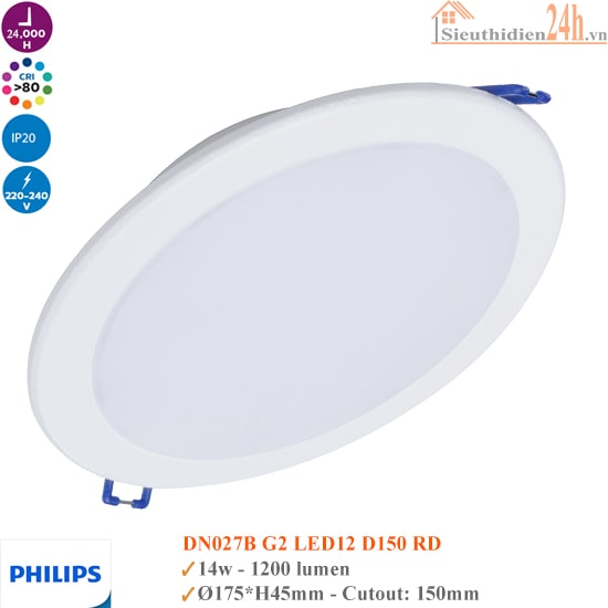 Đèn Led Âm Trần Philips DN027B G3 LED12 12W D150 RD